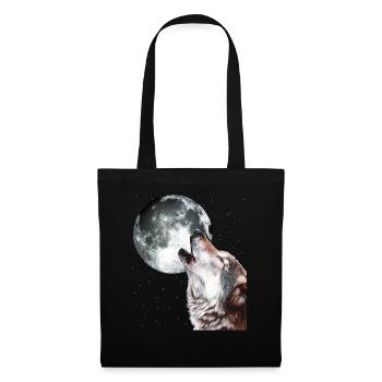 Hurlement loup à la pleine lune hommes - Sac en tissu - noir - Devant
