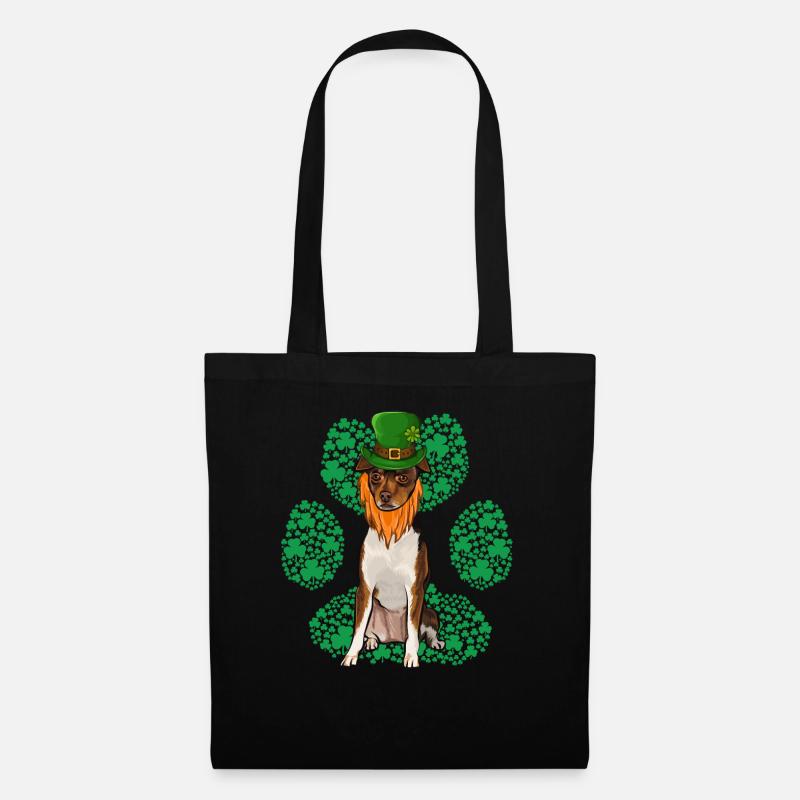 Leprechaun Spielzeug Fox Terrier St Patricks Day Shamroc - Stoffbeutel - Schwarz
