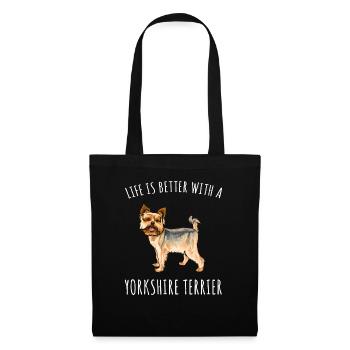 La vie est meilleure avec un amoureux des chiens Yorkshire Terrier - Sac en tissu - noir - Devant