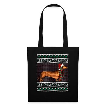 Noël Brown Dachshund Dog Santa Hat Ugly Christmas - Sac en tissu - noir - Devant