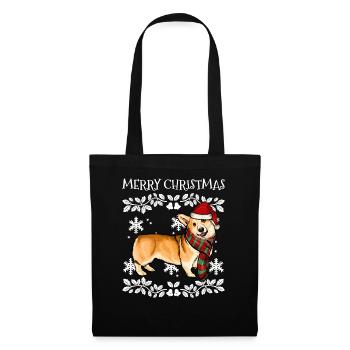 Frohe Weihnachten Ornament Pembroke walisischen Corgi Weihnachten - Stoffbeutel - Schwarz - Vorne