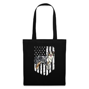 Black White American Flag Berger australien 4ème - Sac en tissu - noir - Devant