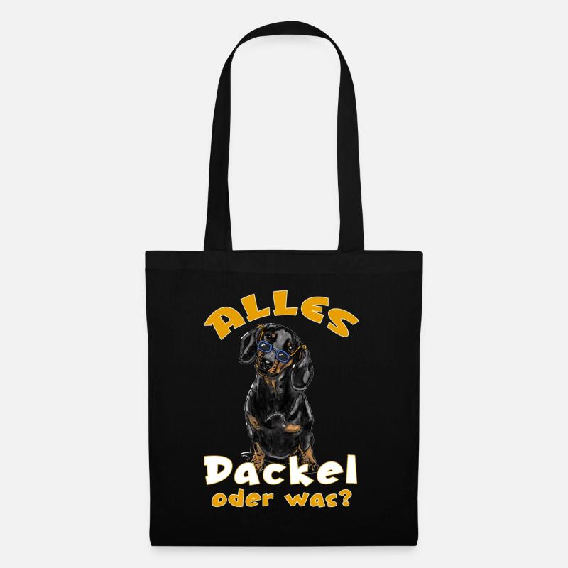Alles Dackel oder was? Lustiges Dackeldesign - Stoffbeutel - Schwarz