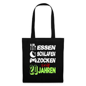 Geburtstag 20 Zocken Spielen Gaming Schlafen - Stoffbeutel - Schwarz - Vorne