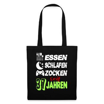 Geburtstag 37 Zocken Spielen Gaming Schlafen - Stoffbeutel - Schwarz - Vorne