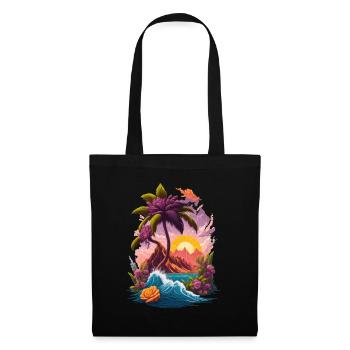 Palmiers de l’île Sunrise Paradise - Sac en tissu - noir - Devant