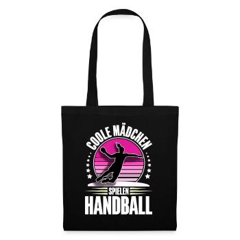 Handball Handballerin - Stoffbeutel - Schwarz - Vorne