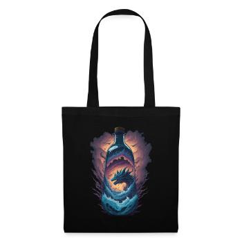 Bouteille Dragon - Sac en tissu - noir - Devant