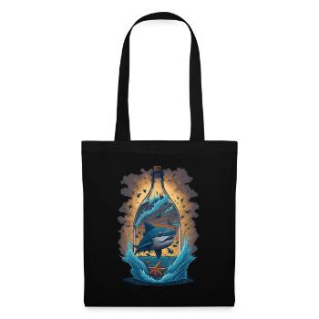 Bouteille de requin - Sac en tissu - noir - Devant