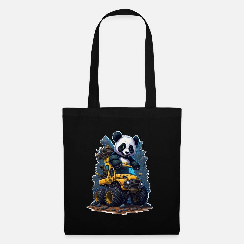 Panda Monstertruck - Stoffbeutel - Schwarz