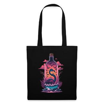 Flamingo Flasche - Stoffbeutel - Schwarz - Vorne