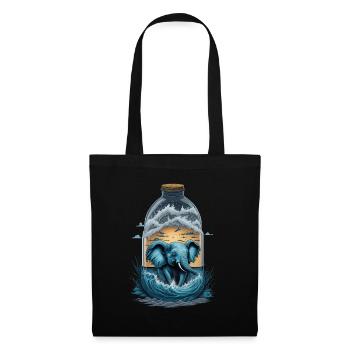Bouteille d’éléphant - Sac en tissu - noir - Devant