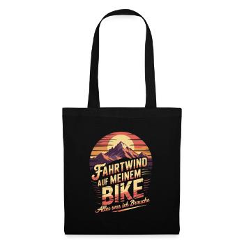 Mountainbike Downhill Berge Vintage Spruch - Stoffbeutel - Schwarz - Vorne