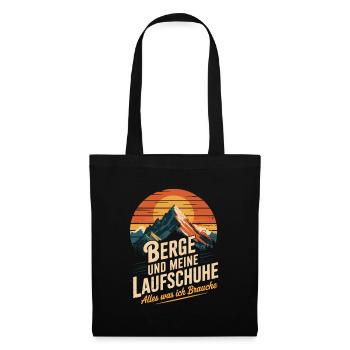 Laufsport Wald Berge Natur Berglauf Laufen - Stoffbeutel - Schwarz - Vorne