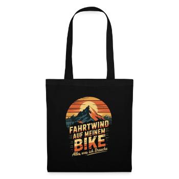 Mountainbike Downhill Berge Vintage Spruch - Stoffbeutel - Schwarz - Vorne