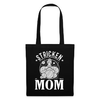 Stricken Mom – Cooles Design für die strickende Mu - Stoffbeutel - Schwarz - Vorne