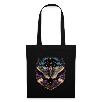 Moth, Moth, Flowers, Moon, Gothic, Wicca - Tote Bag - black - Front
