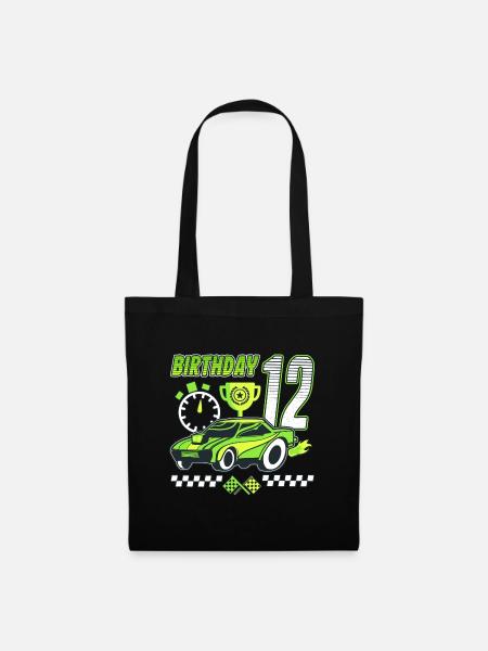 12th birthday racing car 12 years old racing driver - Tote Bag - black