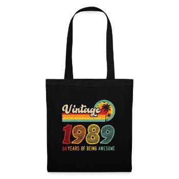 Vintage 1989, birthday gift 34 years - Tote Bag - black - Front
