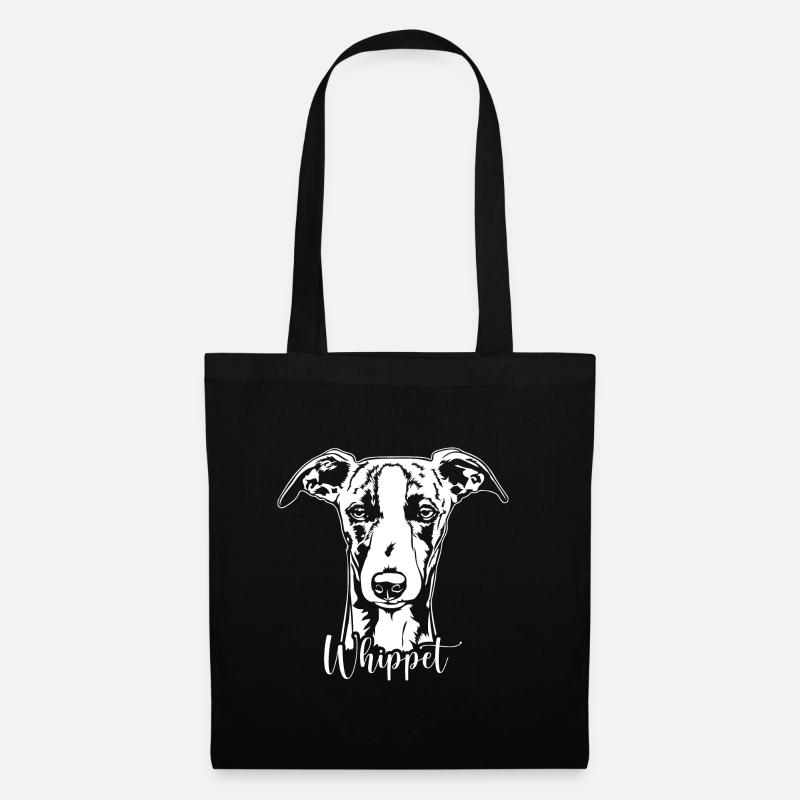 Whippet Portrait Hund Hunde Windhunde Wilsigns - Stoffbeutel - Schwarz