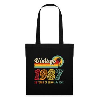 Vintage 1987, birthday gift 36 years - Tote Bag - black - Front