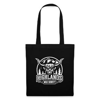 Highlands was sonst Schottisches Hochlandrind - Stoffbeutel - Schwarz - Vorne