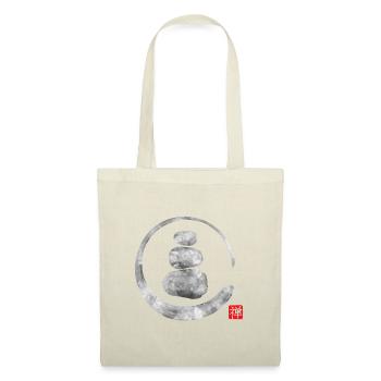 Zen Enso Circle und Zen Stones - Stoffbeutel - Natur - Vorne