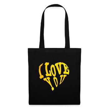 I love You, ich liebe dich, Bier, Beer - Stoffbeutel - Schwarz - Vorne