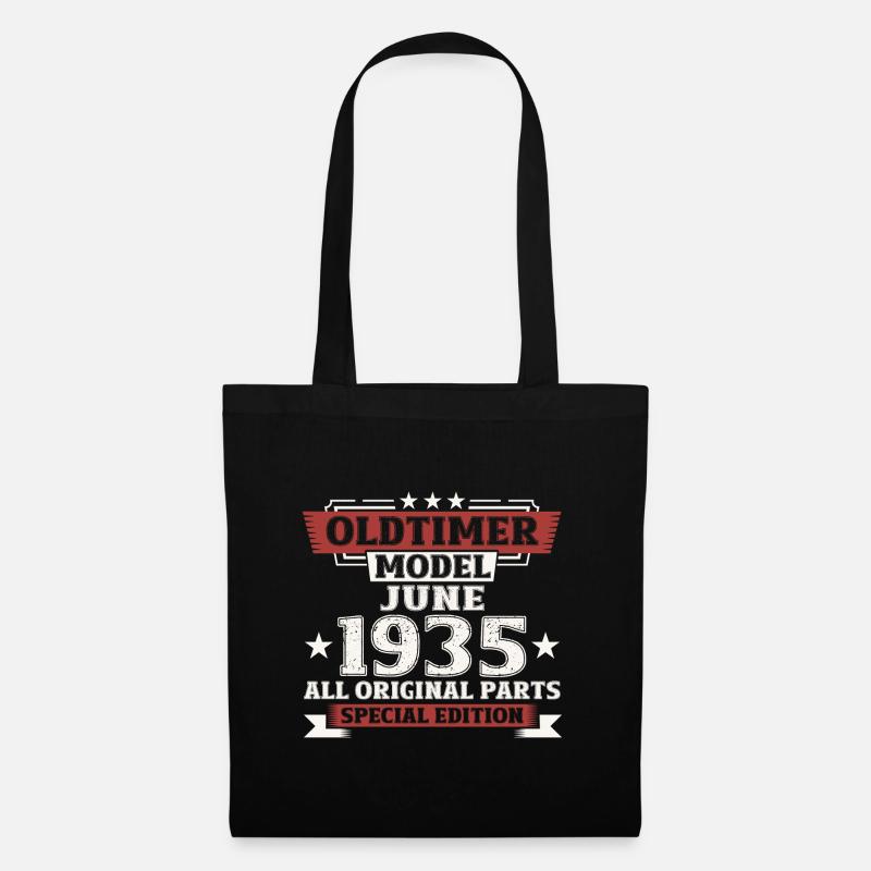 Oldtimer Juni 1935 Jahrgang 1935 Geburtstag 1935 - Stoffbeutel - Schwarz