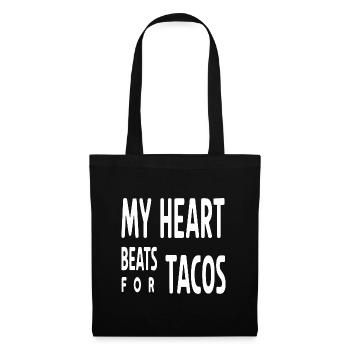Mon cœur bat pour les tacos Funny Food Lover - Sac en tissu - noir - Devant