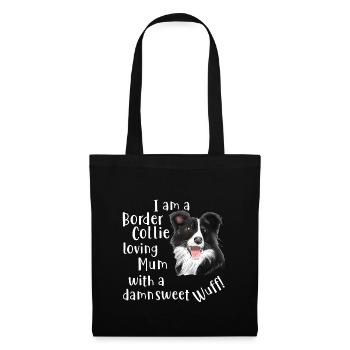 Border collie aime maman avec un bonbon! - Sac en tissu - noir - Devant