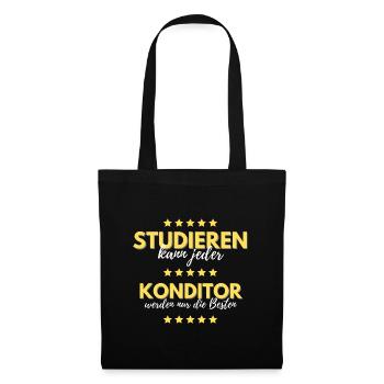studieren kann jeder konditor besten geschenk - Stoffbeutel - Schwarz - Vorne
