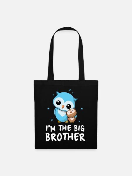 I'm The Big Brother - Großer Bruder Süße Eulen - Stoffbeutel - Schwarz