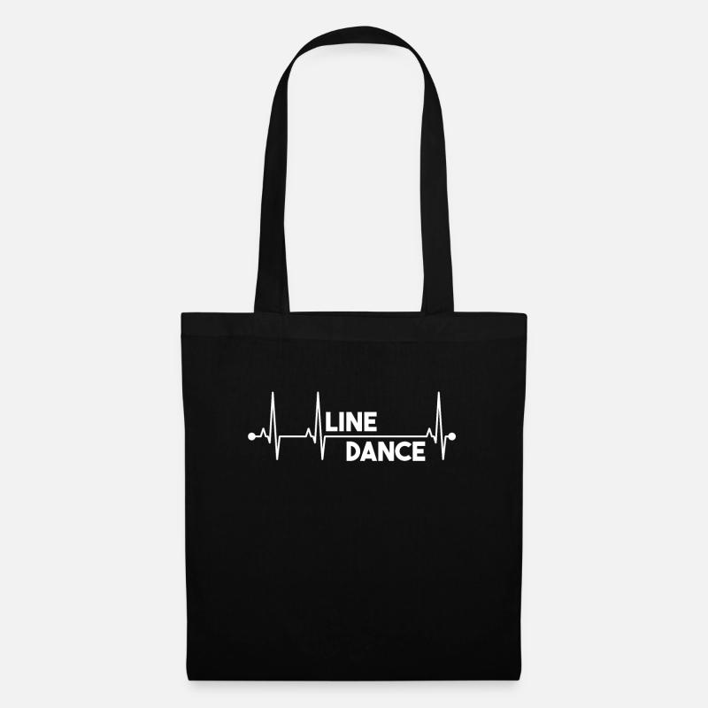 Line Dance EKG Herzschlag Dance Western Geschenk - Stoffbeutel - Schwarz
