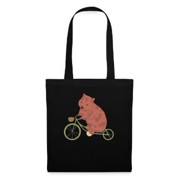 Radfahrer Wombat - Stoffbeutel - Schwarz - Vorne