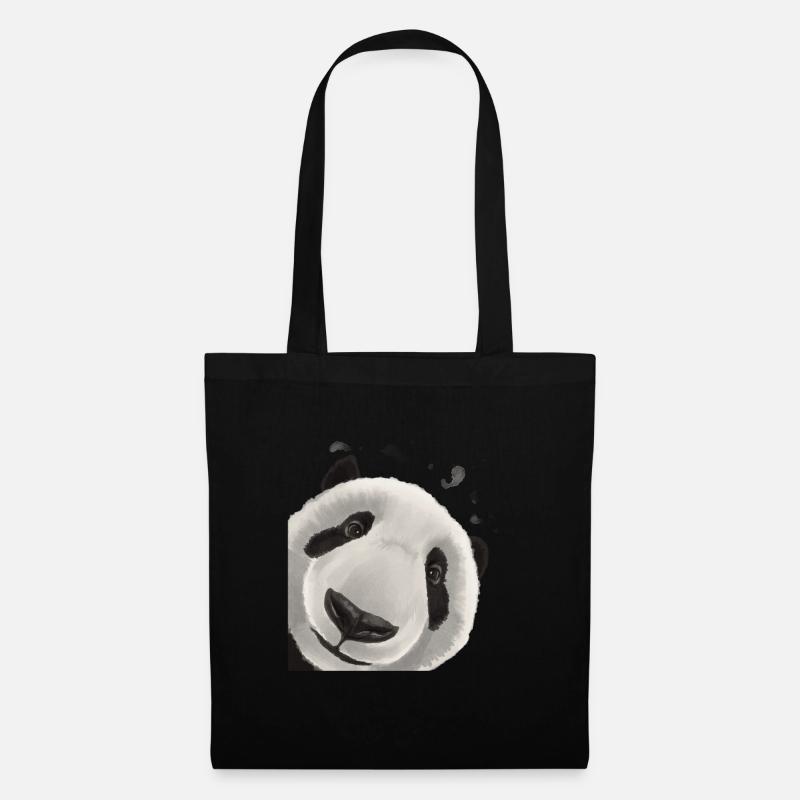 Neugieriger Panda Bär - Stoffbeutel - Schwarz