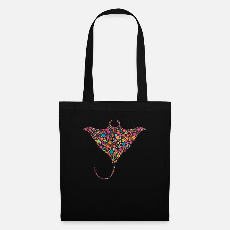 Blumen Manta Rochen Stachelrochen - Stoffbeutel - Schwarz
