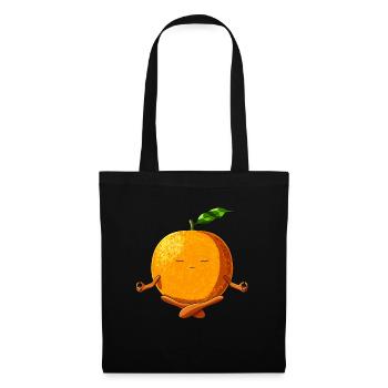 Lustige Yoga Obst Meditierende Orange - Stoffbeutel - Schwarz - Vorne
