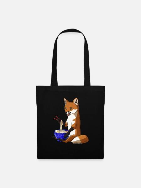 Japanischer Kawaii Fuchs Ramen Nudeln Rotfuchs - Stoffbeutel - Schwarz