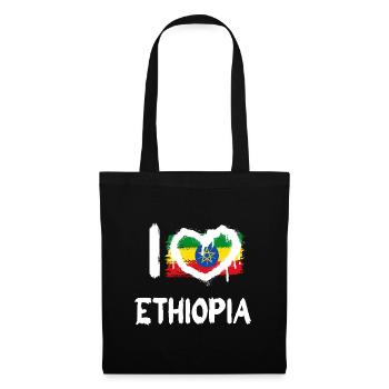 I love Ethiopia / Ich Liebe Äthiopien Land Länder - Stoffbeutel - Schwarz - Vorne