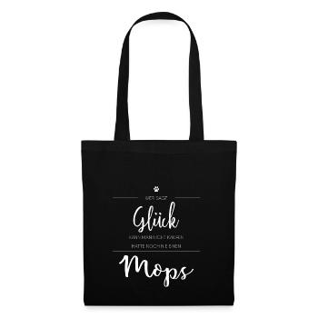 Mops Geschenk - Stoffbeutel - Schwarz - Vorne