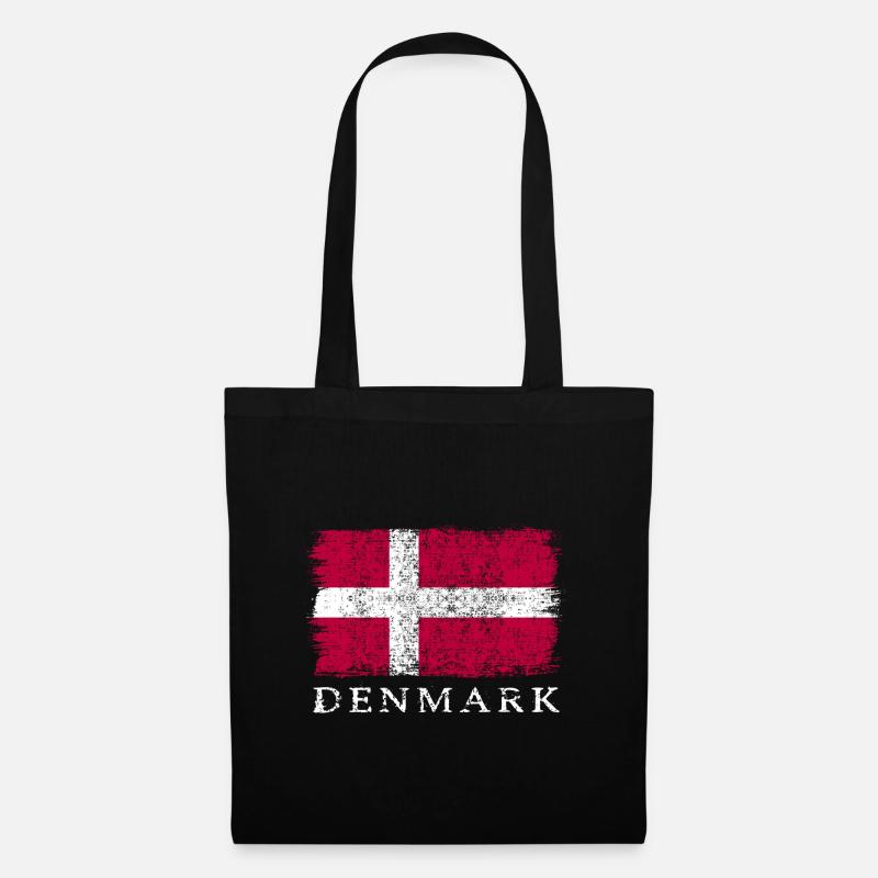 Dänemark Dänische Flagge Dänemarkflagge - Stoffbeutel - Schwarz
