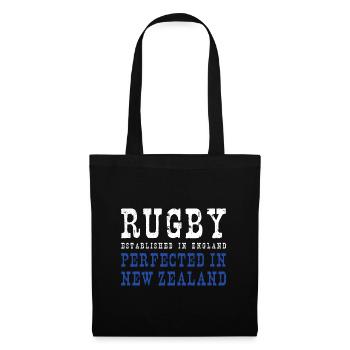 Rugby Perfected In New Zealand Rugby - Stoffbeutel - Schwarz - Vorne