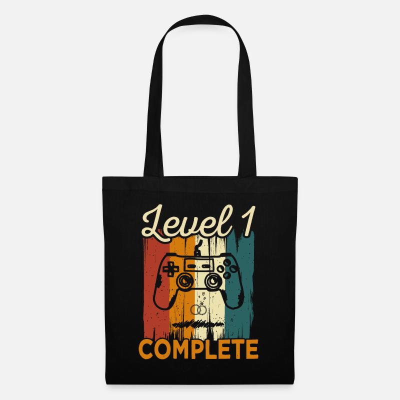 1. Vintage Hochzeitstag Level 1 - Stoffbeutel - Schwarz