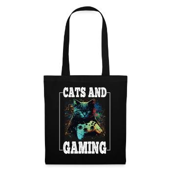 Cats and Gaming Cat Kitten Controller Gaming - Tote Bag - black - Front