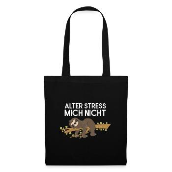Fauler Faulenzer Relax Faultier Spruch Stress - Stoffbeutel - Schwarz - Vorne