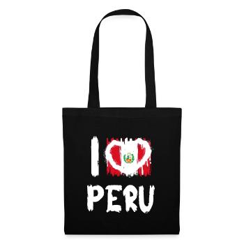 I love Peru / Ich Liebe Peru Land Länder - Stoffbeutel - Schwarz - Vorne