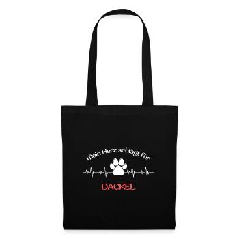 Mein Herz schlägt für dackel Geschenk Idee spruch - Stoffbeutel - Schwarz - Vorne