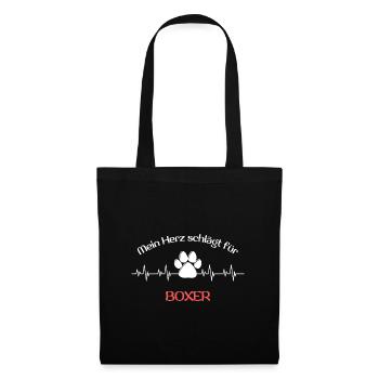 Mein Herz schlägt für boxer Geschenk Idee spruch - Stoffbeutel - Schwarz - Vorne