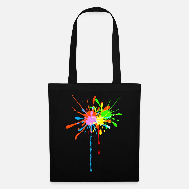 Éclaboussures de peinture, coloré, éclaboussures de couleurs, élégant, couleur - Sac en tissu - noir